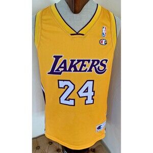 Vintage Kobe Bryant Jersey Champion Europe Los Angeles Lakers Gold #24 Mens Sz L